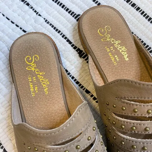 Seychelles Redeem Studded Mule Shoes Taupe Size 7