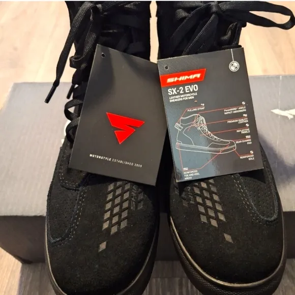 Shima SX-2 Evo Motorcycle Shoes Mens Sz 12 New