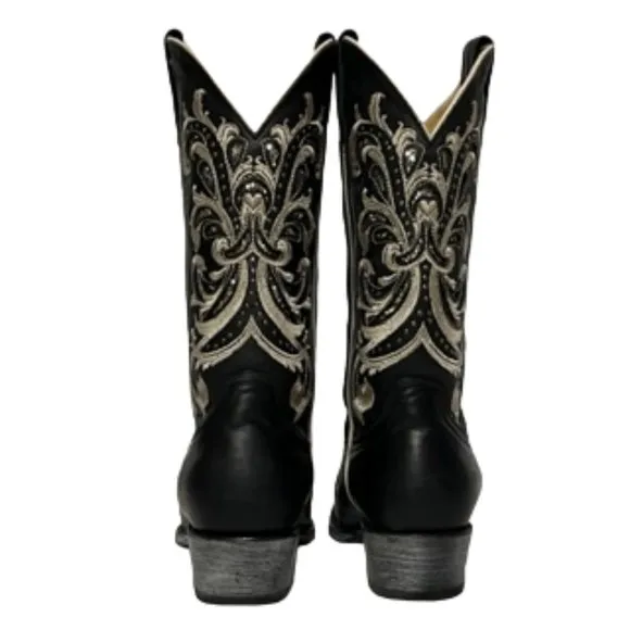 SHYANNE Women's Black Sloan Western Boots - Square Toe Size 8