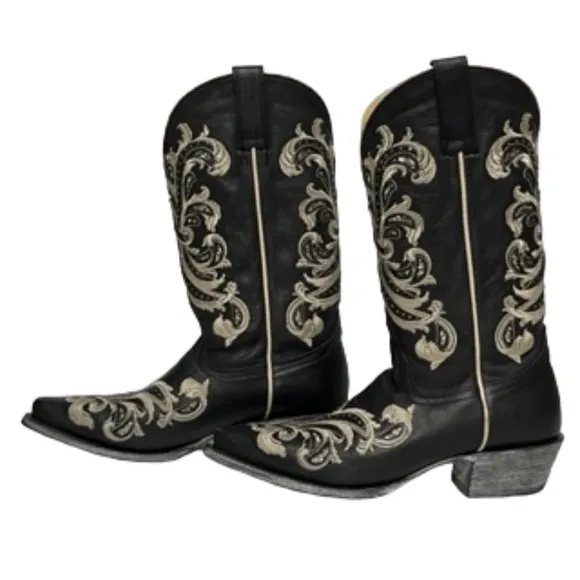 SHYANNE Women's Black Sloan Western Boots - Square Toe Size 8