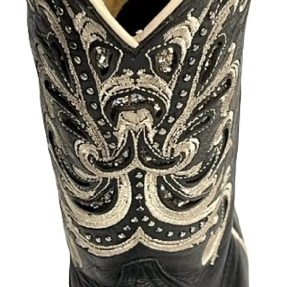SHYANNE Women's Black Sloan Western Boots - Square Toe Size 8