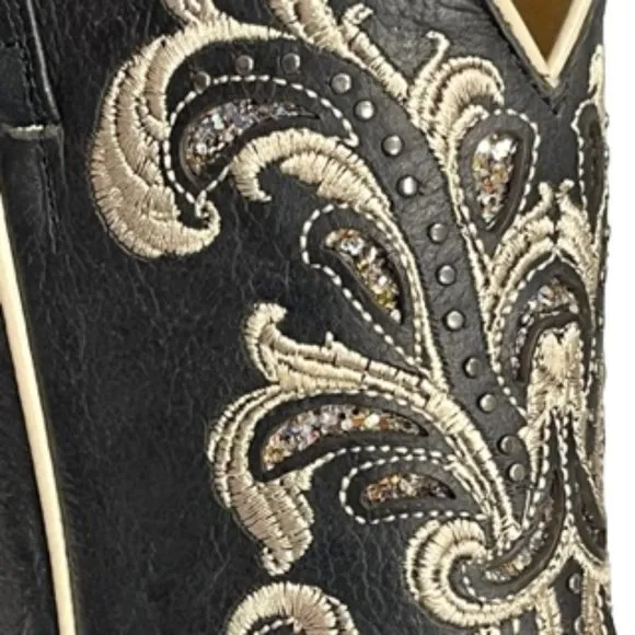 SHYANNE Women's Black Sloan Western Boots - Square Toe Size 8