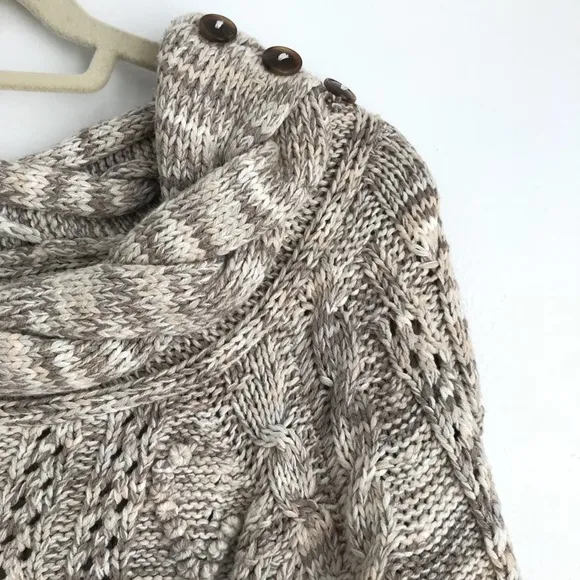 SIGRID OLSEN Chunky sweater in brown, tan, &amp; cream