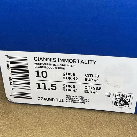 Size‎ 10 Nike Giannis Immortality Rose W/Box Stellar Condition Shoes Basketball