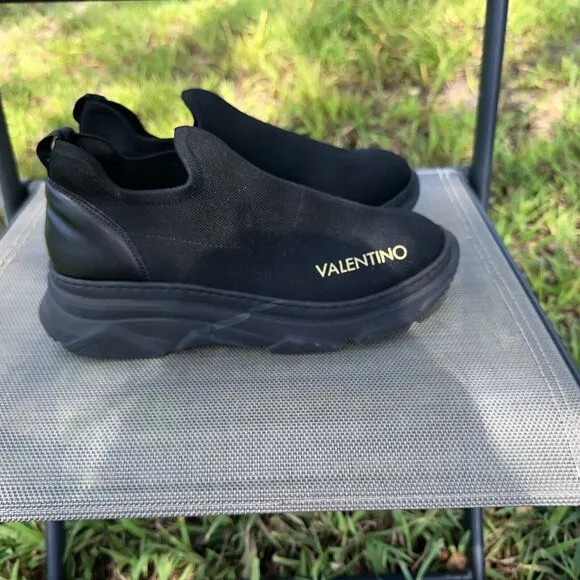 Size 9.5 Black Valentino Sneakers‎ Stretch Slip On Shoes