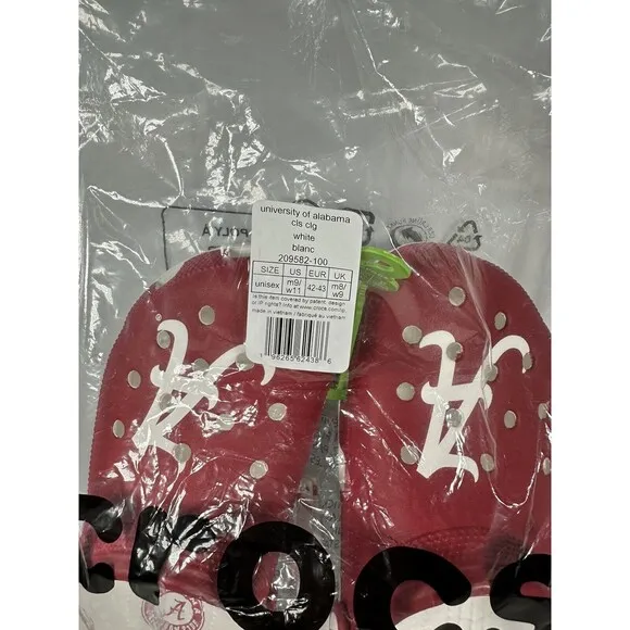 Size 9M/11W Crocs University of Alabama Crimson Tide Classic Clogs 209582-100