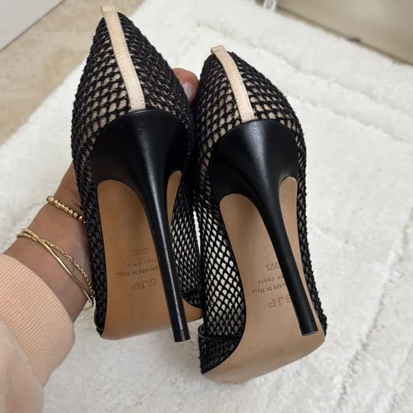 SJP by Sarah Jessica Parker Black Mesh Heels