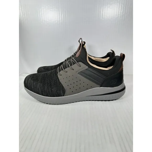 Skechers Delson 3.0 Cicada Shoes Slip On Men's Size 13 210238 Grey Black NEW