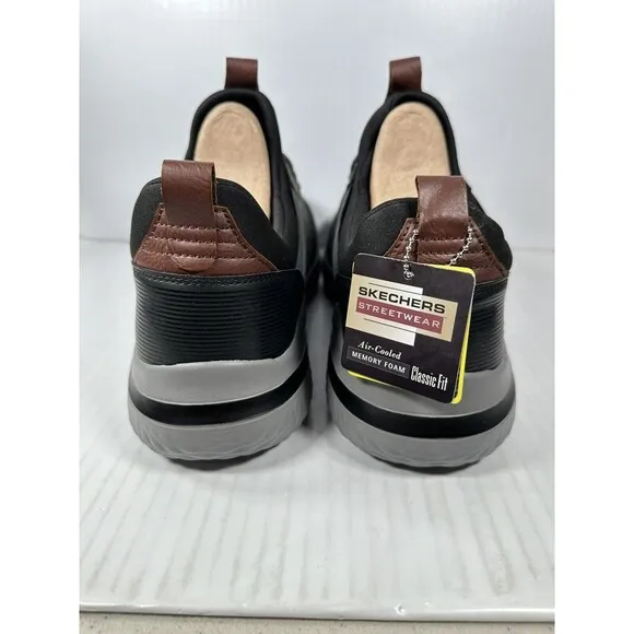 Skechers Delson 3.0 Cicada Shoes Slip On Men's Size 13 210238 Grey Black NEW