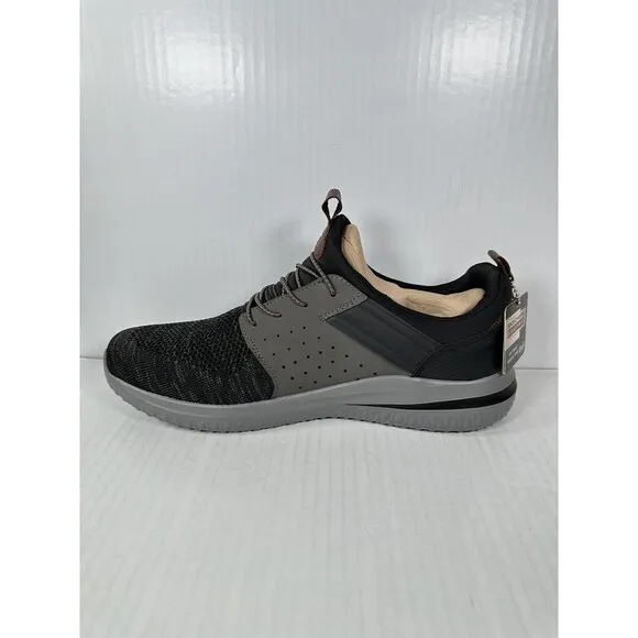 Skechers Delson 3.0 Cicada Shoes Slip On Men's Size 13 210238 Grey Black NEW