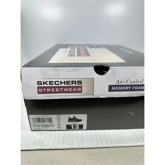 Skechers Delson 3.0 Cicada Shoes Slip On Men's Size 13 210238 Grey Black NEW