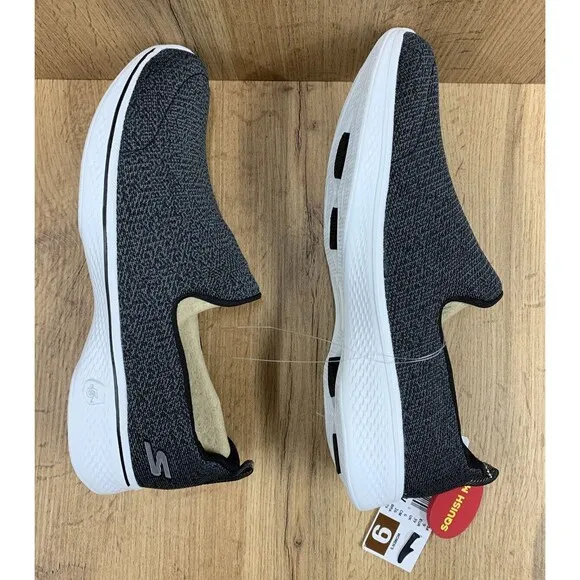 Skechers GOGA MAX GEN 5 Women Slip On Sneakers Shoes Size 9 Charcoal Gray White