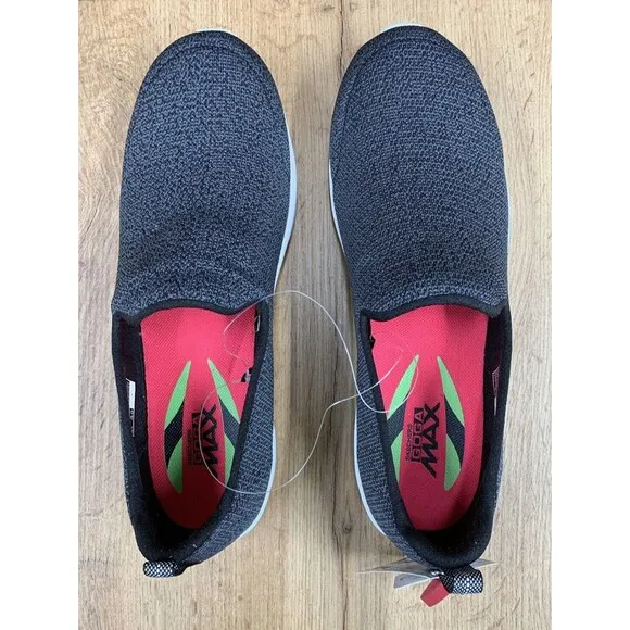 Skechers GOGA MAX GEN 5 Women Slip On Sneakers Shoes Size 9 Charcoal Gray White