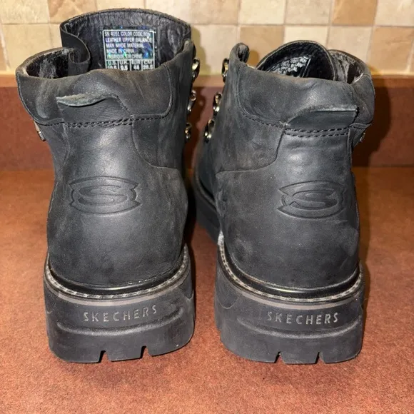 Skechers SN 4051 Black Leather Utility Work Boots