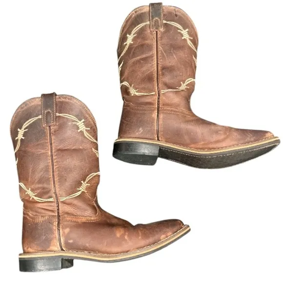 Smoky Mountain Logan Brown Western Cowboy Boots Bull Head, Size 5.5. Preowned