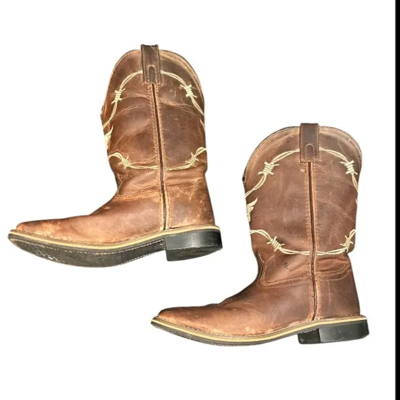 Smoky Mountain Logan Brown Western Cowboy Boots Bull Head, Size 5.5. Preowned