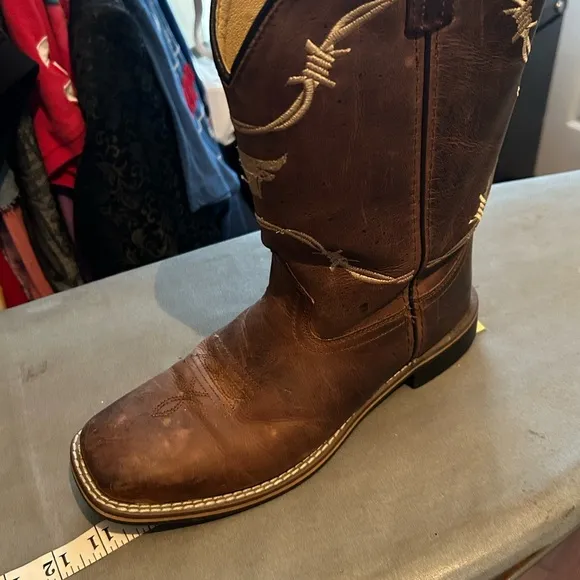 Smoky Mountain Logan Brown Western Cowboy Boots Bull Head, Size 5.5. Preowned