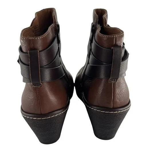 Sofft Boots Women 11 Brown Tobacco Leather Caralee Wedge Bootie Cozy Comfort NEW