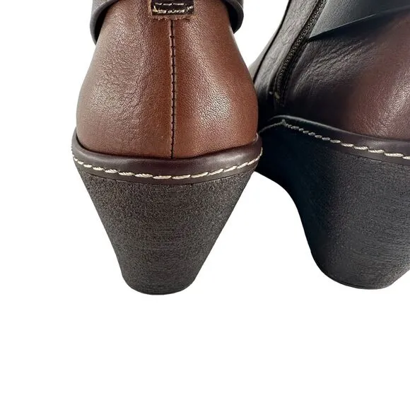 Sofft Boots Women 11 Brown Tobacco Leather Caralee Wedge Bootie Cozy Comfort NEW