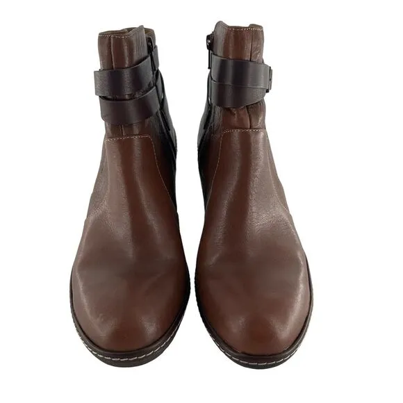 Sofft Boots Women 11 Brown Tobacco Leather Caralee Wedge Bootie Cozy Comfort NEW