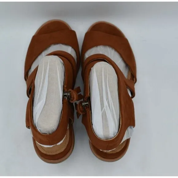 Sofft Womens Size 9.5 Camille Russet Brown Suede Open Toe Sandals Shoes