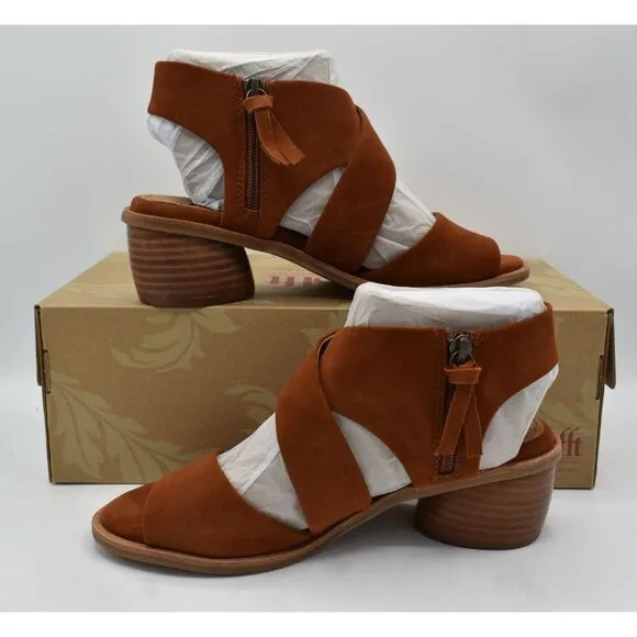 Sofft Womens Size 9.5 Camille Russet Brown Suede Open Toe Sandals Shoes