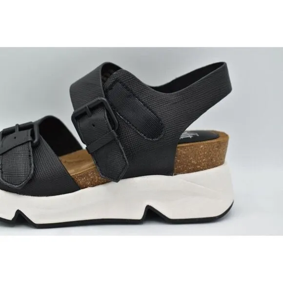 Sofft Womens Size 9 Castello Black Leather Sporty Open Toe Sandals Shoes