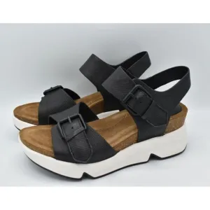 Sofft Womens Size 9 Castello Black Leather Sporty Open Toe Sandals Shoes