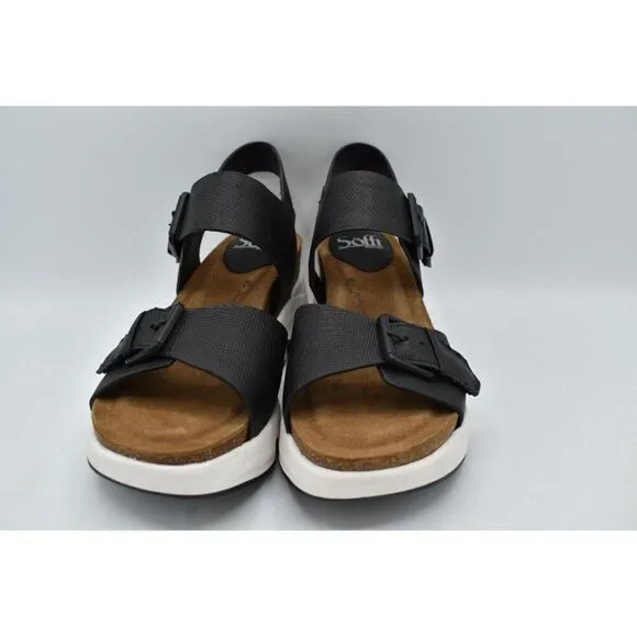 Sofft Womens Size 9 Castello Black Leather Sporty Open Toe Sandals Shoes