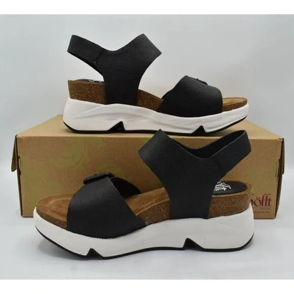 Sofft Womens Size 9 Castello Black Leather Sporty Open Toe Sandals Shoes