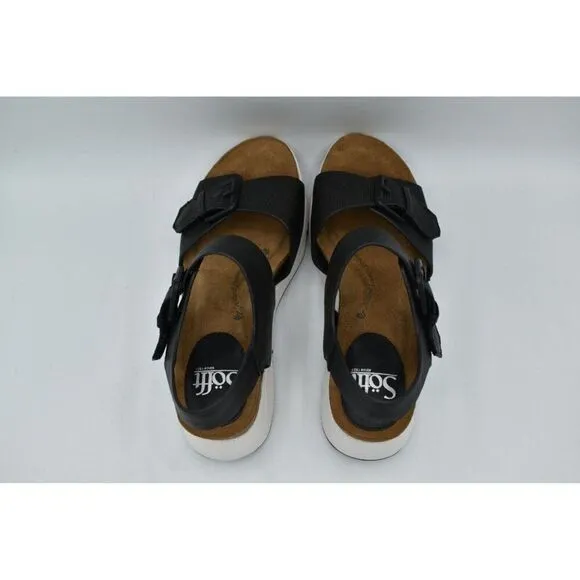 Sofft Womens Size 9 Castello Black Leather Sporty Open Toe Sandals Shoes
