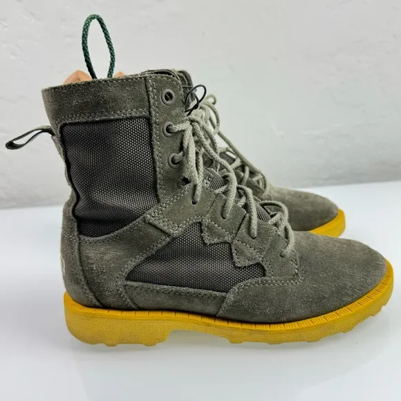 Sorel‎ Ankle Boots Caribou OTM Olive Army Green Suede Leather Mesh Waterproof