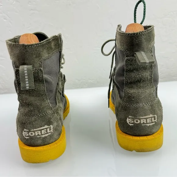 Sorel‎ Ankle Boots Caribou OTM Olive Army Green Suede Leather Mesh Waterproof
