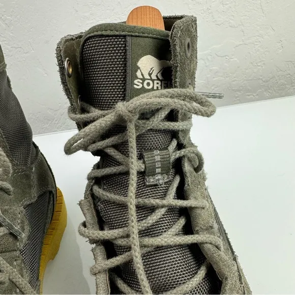 Sorel‎ Ankle Boots Caribou OTM Olive Army Green Suede Leather Mesh Waterproof