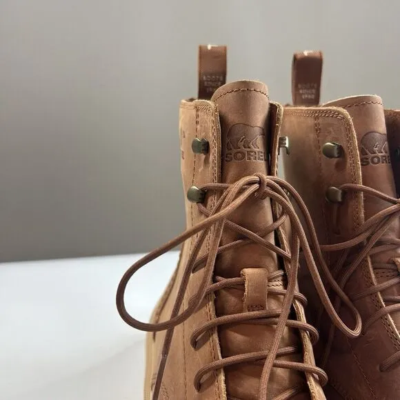 Sorel Boots Women’s 11 Hi-Line Platform Combat Brown Leather Lace Up
