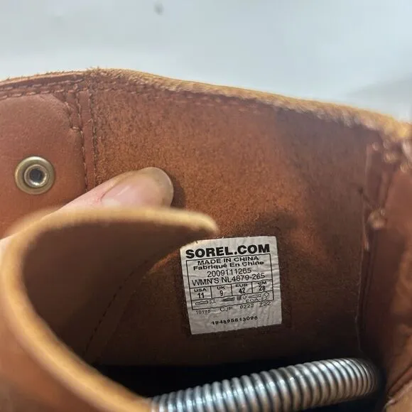 Sorel Boots Women’s 11 Hi-Line Platform Combat Brown Leather Lace Up