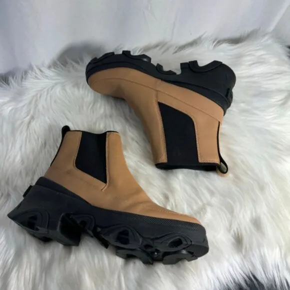 Sorel Brex NWOT Tan Lug Sole Waterproof Chelsea Booties Sz 9/9.5 SEE DESCRIPTION
