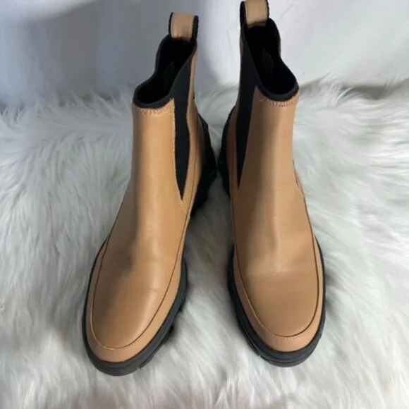 Sorel Brex NWOT Tan Lug Sole Waterproof Chelsea Booties Sz 9/9.5 SEE DESCRIPTION