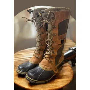 Sorel Conquest Army Military Combat Leather Buckle Lace Up  Boots Women's Sz 6
