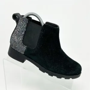 Sorel Girls' Black Sparkle Waterproof Ankle Pull On Chelsea Boots Size 3 Comfort