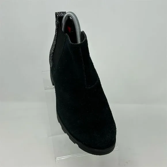 Sorel Girls' Black Sparkle Waterproof Ankle Pull On Chelsea Boots Size 3 Comfort