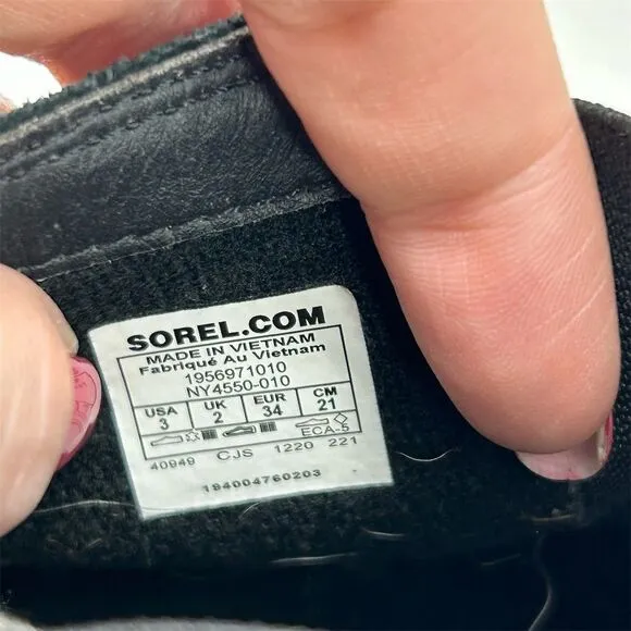 Sorel Girls' Black Sparkle Waterproof Ankle Pull On Chelsea Boots Size 3 Comfort