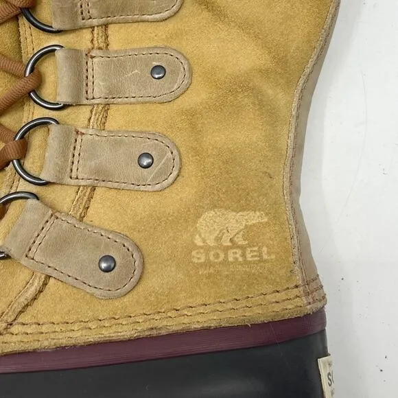 Sorel Joan of Arctic Tall Lace Up Suede Leather Faux Fur Warm Winter Boots sz 5