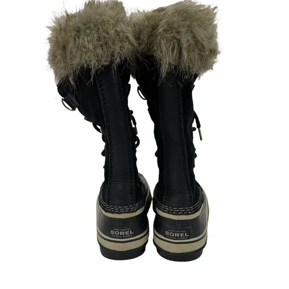 Sorel Joan of Arctic Waterproof Snow Boots Faux Fur Black Size 7