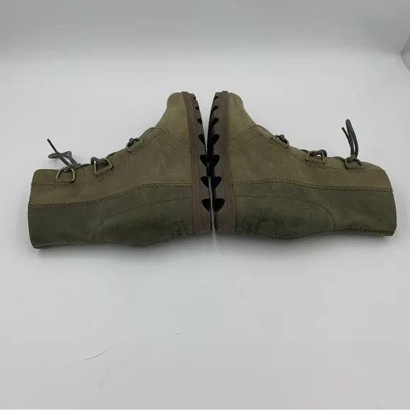 Sorel Joan of Arctic Wedge II Boot Women 7 Green Leather Olive Green Lace Up EUC