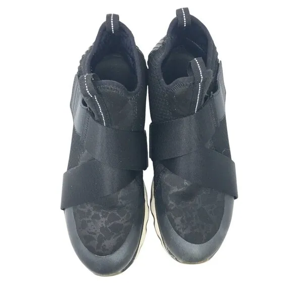 Sorel Kinetic Sneak Sneakers Hook and Loop Shoes Black White Women's Size 8.5