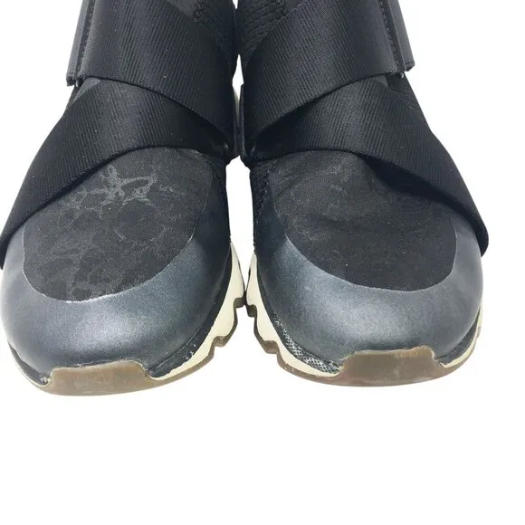 Sorel Kinetic Sneak Sneakers Hook and Loop Shoes Black White Women's Size 8.5