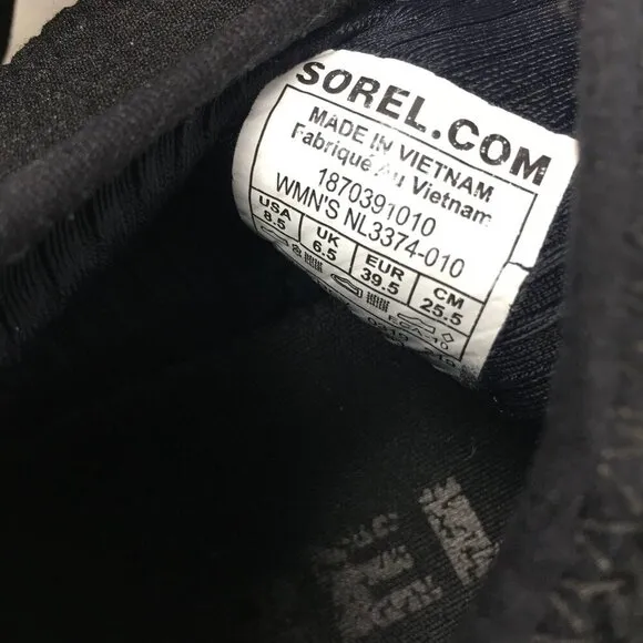 Sorel Kinetic Sneak Sneakers Hook and Loop Shoes Black White Women's Size 8.5