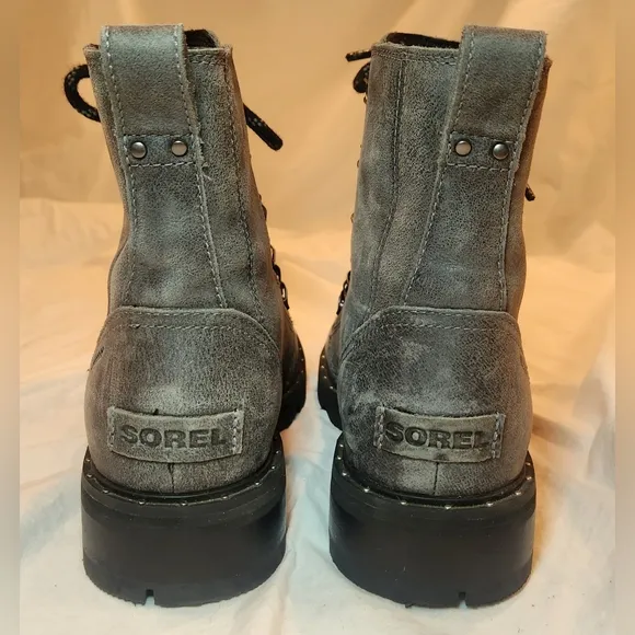 Sorel Lennox Lace Waterproof Boots Gray Women's Size 7/EU 38