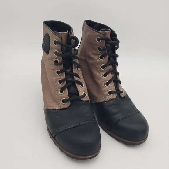 Sorel PDX Lexie Leather Wedge Boots Womens Size 10